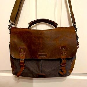 Vaschy messenger laptop bag leather canvas tote travel bag crossbody with handle